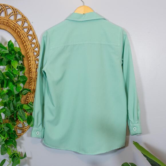 Mint Green Light Jacket Button Front Pockets Minimal Classic S | Light Summer - Picture 2 of 10